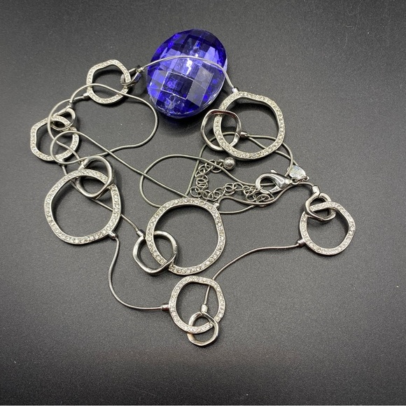 CHICO'S Silvertone Chain With Rhinestone Links Necklace - Picture 6 of 9